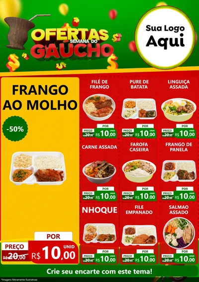 Modelo de Encarte para Encarte A4 Vertical com o tema Ofertas Semana Do Gaúcho para Restaurante