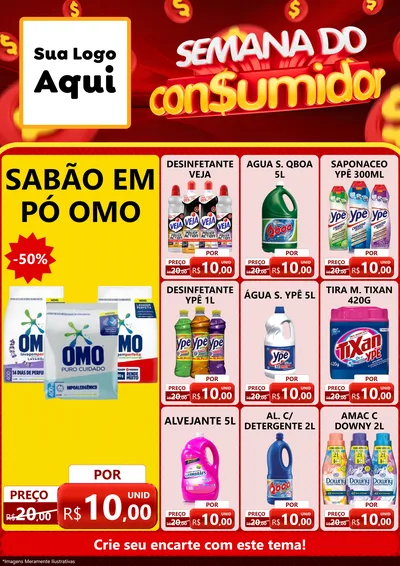 Modelo de Encarte para Encarte A4 Vertical com o tema Semana do Consumidor para Produtos de Limpeza