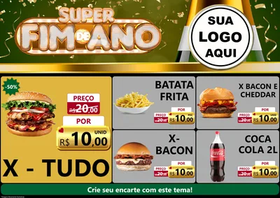 Modelo de Encarte para Encarte A4 Horizontal com o tema Super Fim de Ano para Hamburgueria