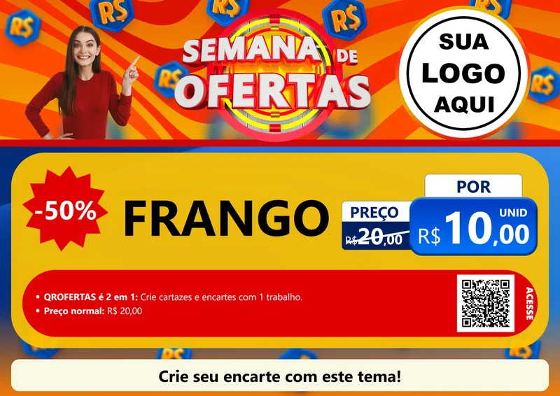 Modelo de Cartaz para Cartaz A4 Horizontal com o tema Semana de Ofertas para Assados