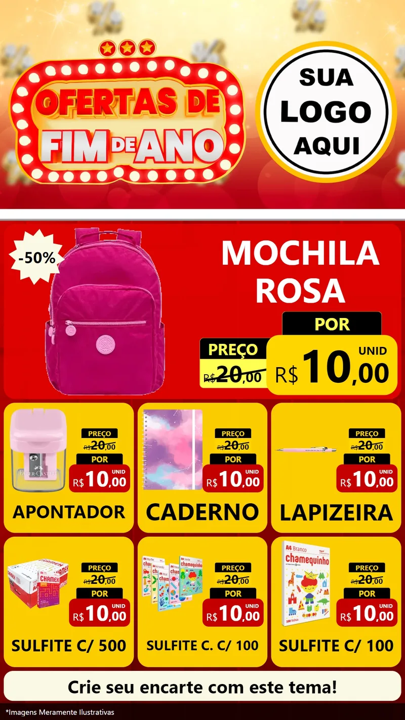 Modelo de Rede Social para Stories com o tema Ofertas de Fim de Ano para Papelaria