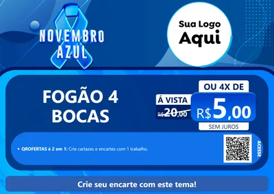 Modelo de Cartaz para Cartaz A4 Horizontal com o tema Novembro Azul para Móveis e Eletro