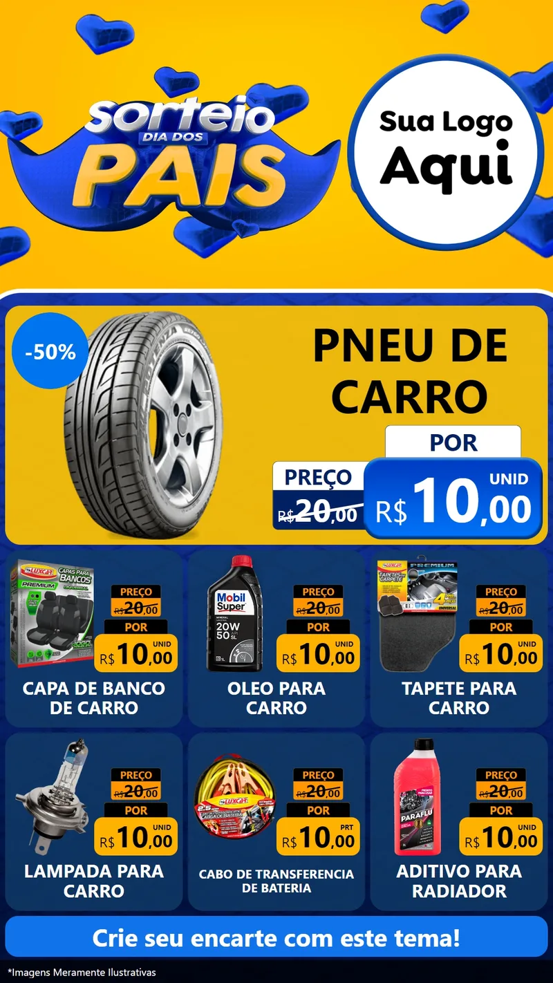 Modelo de Rede Social para Stories com o tema Sorteio Dia dos Pais para Auto peças
