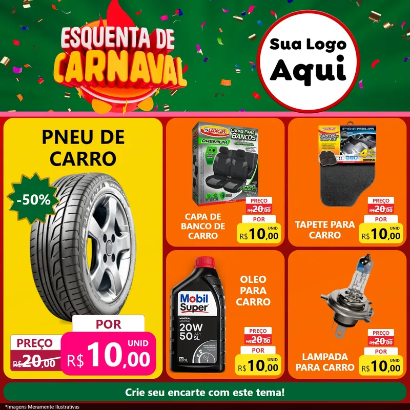 Modelo de Rede Social para Feed Facebook com o tema Esquenta de Carnaval para Auto peças