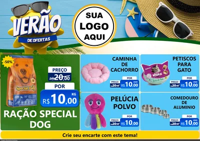 Modelo de Encarte para Encarte A4 Horizontal com o tema Verão de Ofertas para Pet Shop