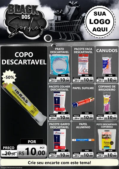 Modelo de Encarte para Encarte A4 Vertical com o tema Black dos Sonhos para Embalagens