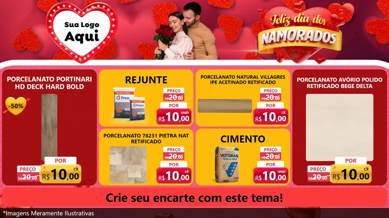 Modelo de TV para TV Horizontal com o tema Feliz Dia Dos Namorados para Pisos e revestimentos