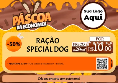 Modelo de Cartaz para Cartaz A4 Horizontal com o tema Páscoa da Economia para Pet Shop