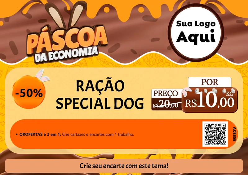 Modelo de Cartaz para Cartaz A4 Horizontal com o tema Páscoa da Economia para Pet Shop