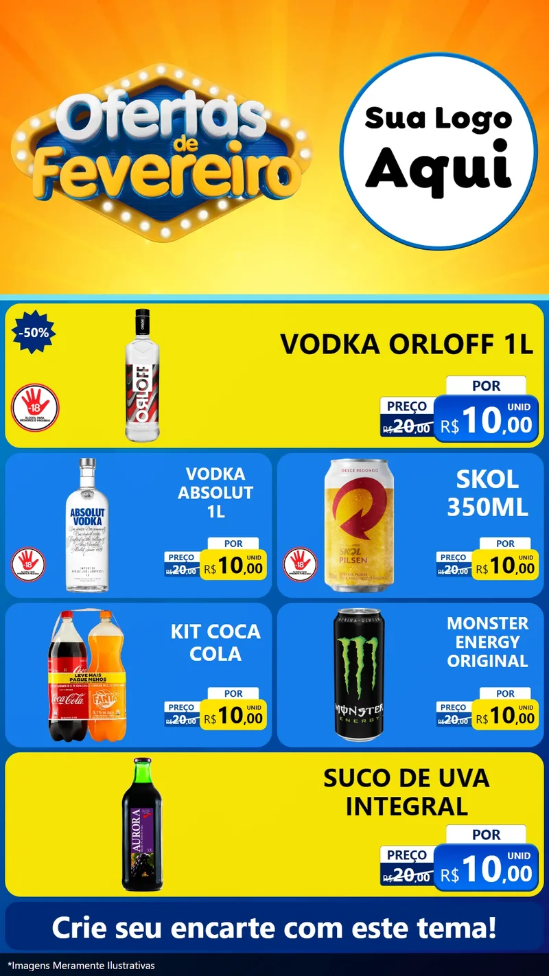 Modelo de TV para TV Vertical com o tema Ofertas de Fevereiro para Distribuidora de bebidas
