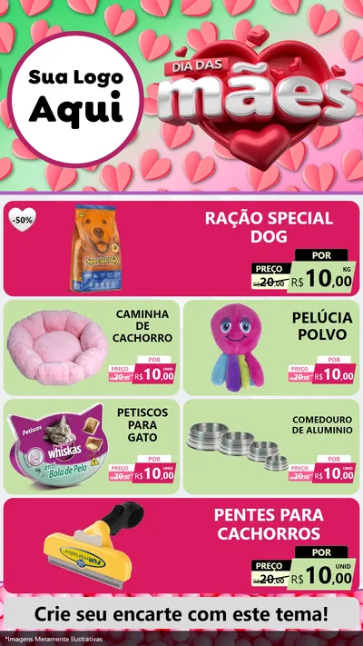 Modelo de TV para TV Vertical com o tema Dia das Mães para Pet Shop