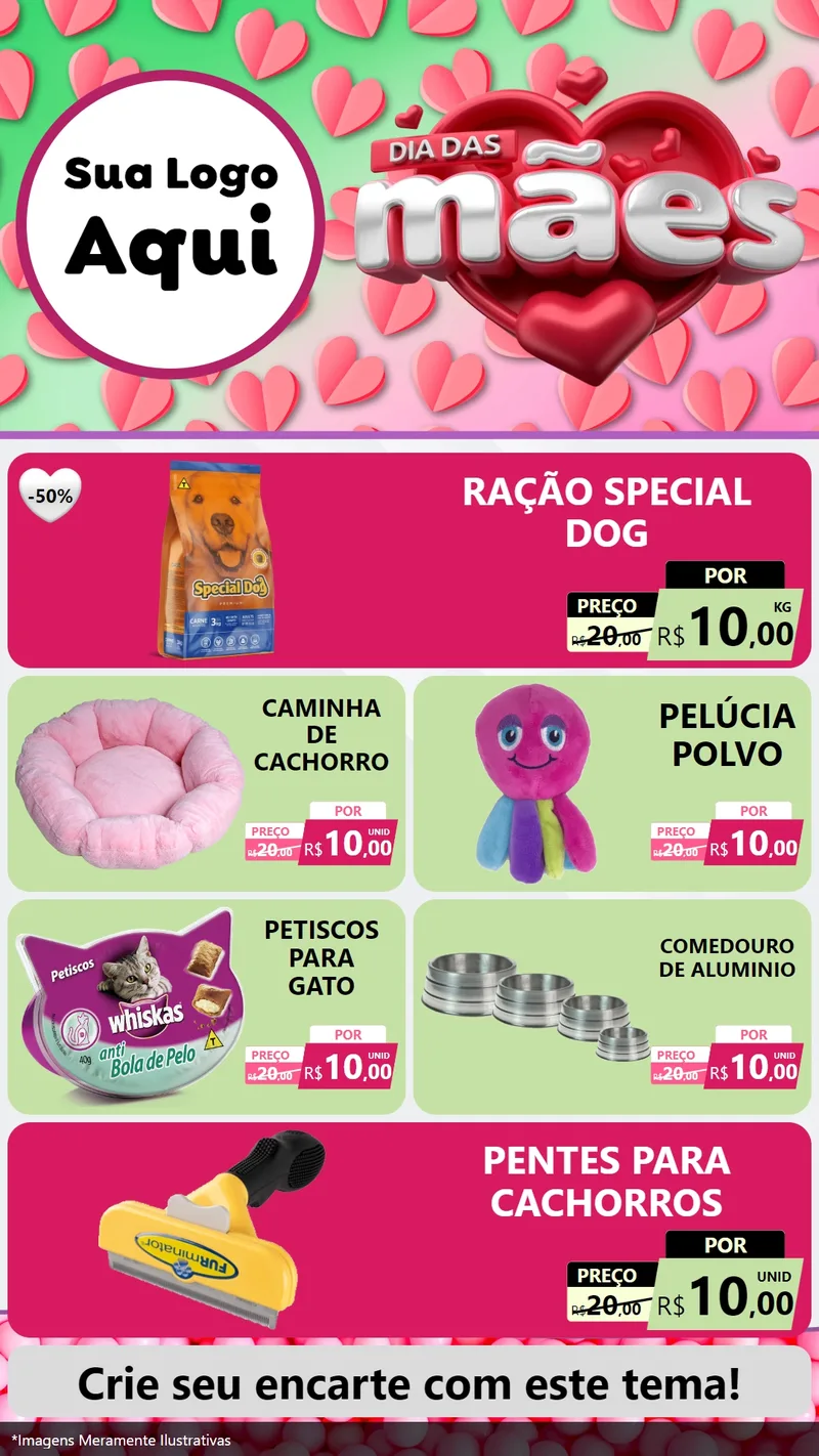 Modelo de TV para TV Vertical com o tema Dia das Mães para Pet Shop