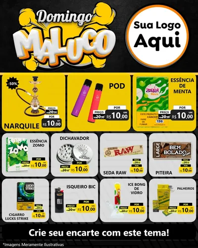 Modelo de Rede Social para Feed Instagram com o tema Domingo Maluco para Tabacaria