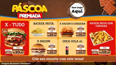 Modelo de TV para TV Horizontal com o tema Páscoa Premiada para Hamburgueria