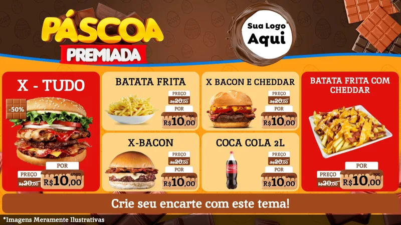 Modelo de TV para TV Horizontal com o tema Páscoa Premiada para Hamburgueria