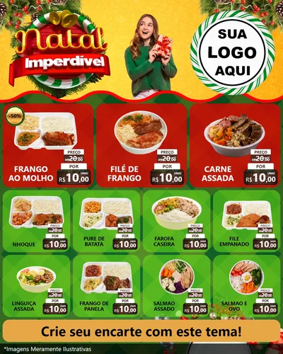 Modelo de Rede Social para Feed Instagram com o tema Natal Imperdível para Restaurante