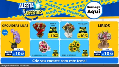 Modelo de TV para TV Horizontal com o tema Alerta de Ofertas para Floricultura e jardim