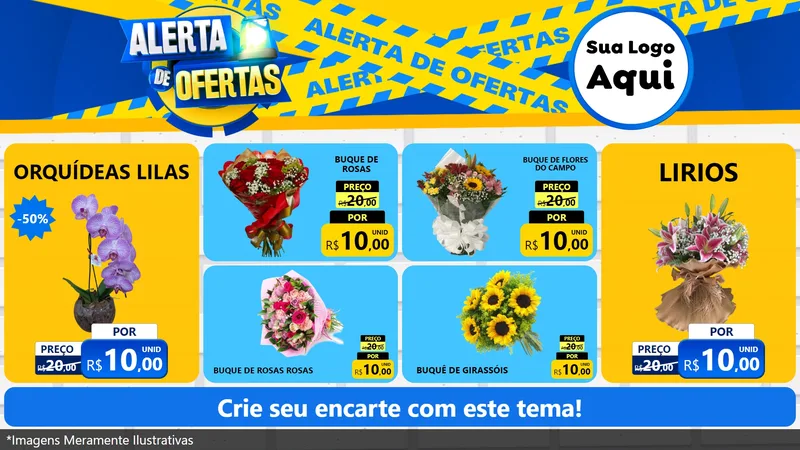 Modelo de TV para TV Horizontal com o tema Alerta de Ofertas para Floricultura e jardim