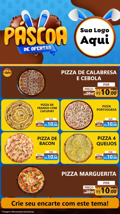 Modelo de TV para TV Vertical com o tema Páscoa de Ofertas para Pizzaria