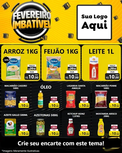 Modelo de Rede Social para Feed Instagram com o tema Fevereiro Imbatível para Supermercado
