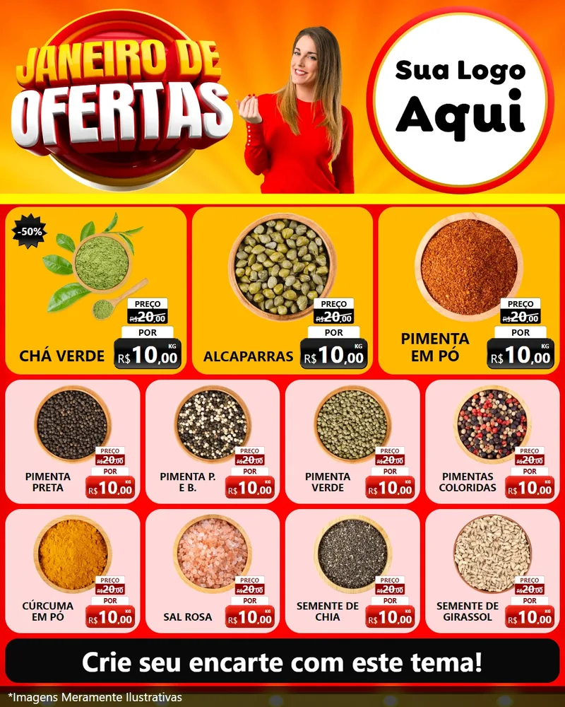 Modelo de Rede Social para Feed Instagram com o tema Janeiro de Ofertas para Produtos Naturais