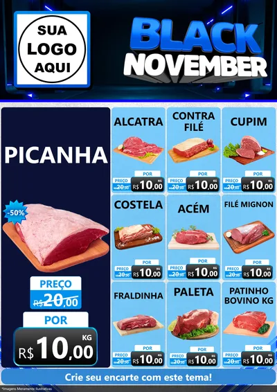 Modelo de Encarte para Encarte A4 Vertical com o tema Black November para Açougue