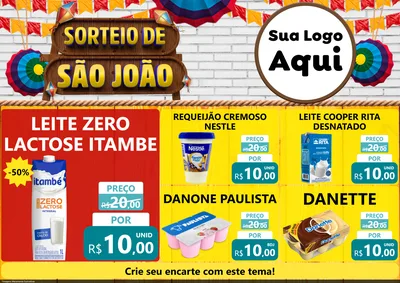 Modelo de Encarte para Encarte A4 Horizontal com o tema Sorteio de São João para Frios e Laticínios