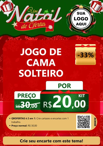 Modelo de Cartaz para Cartaz A4 Vertical com o tema Um Natal de Ofertas para Cama, Mesa e Banho