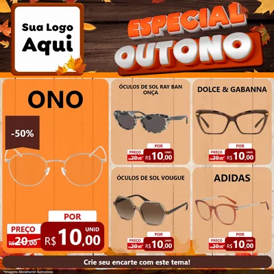 Modelo de Rede Social para Feed Facebook com o tema Especial Outono para Óticas