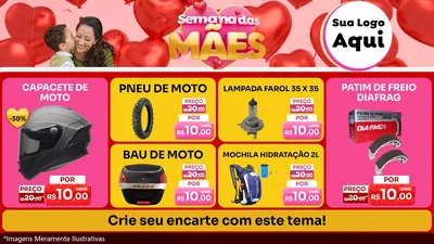 Modelo de TV para TV Horizontal com o tema Semana Das Mães para Moto peças