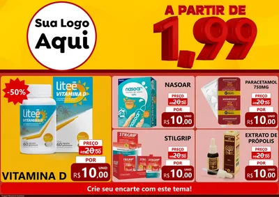 Modelo de Encarte para Encarte A4 Horizontal com o tema A Partir de Um e Noventa e Nove - 1,99 para Farmácia