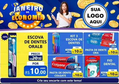 Modelo de Encarte para Encarte A4 Horizontal com o tema Janeiro da Economia para Higiene Pessoal