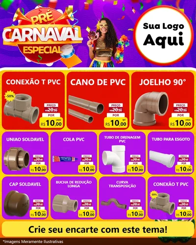 Modelo de Rede Social para Feed Instagram com o tema Pré-Carnaval Especial para Tubos e conexões
