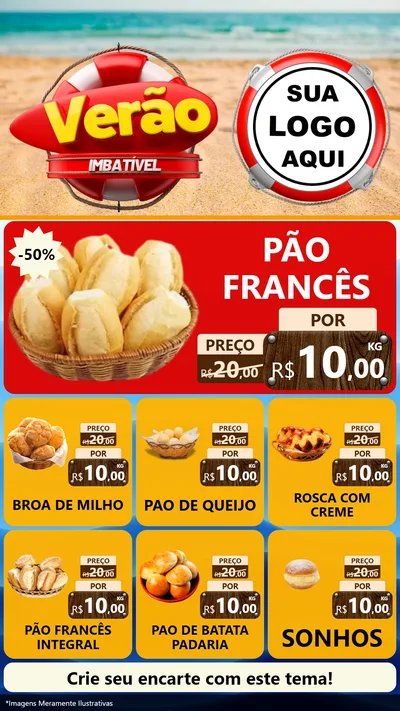 Modelo de Rede Social para Stories com o tema Verão Imbatível para Padaria