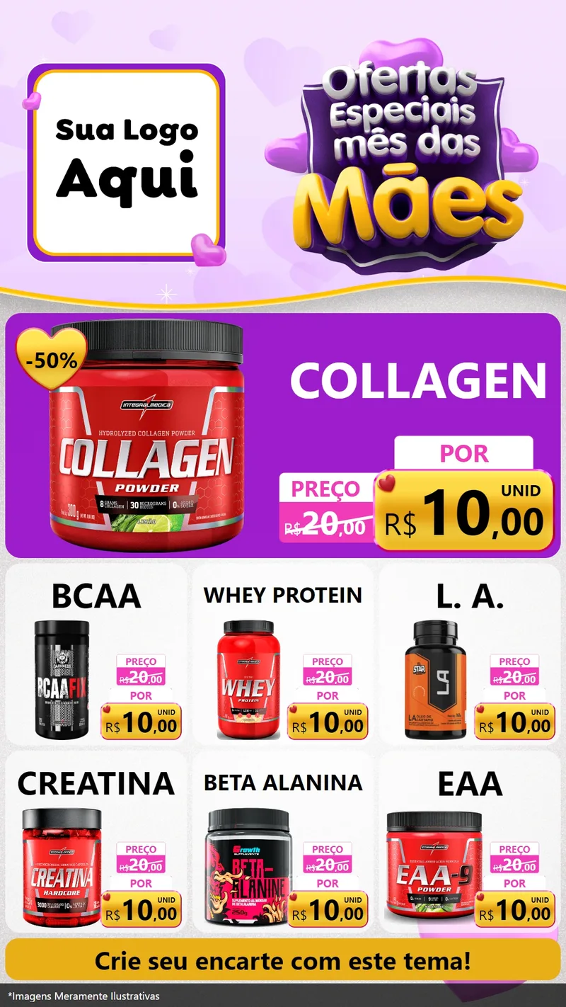Modelo de Rede Social para Stories com o tema Ofertas Especiais - Mês das Mães para Suplementos alimentares