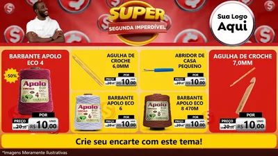 Modelo de TV para TV Horizontal com o tema Super Segunda Imperdível para Armarinho e Aviamentos
