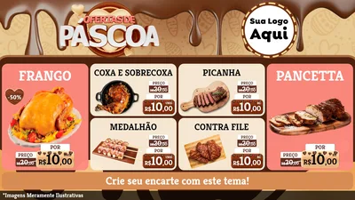 Modelo de TV para TV Horizontal com o tema Ofertas de Páscoa para Assados