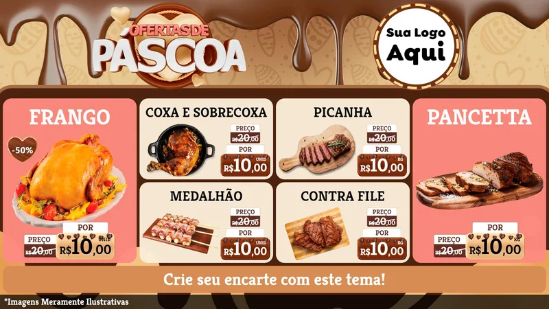 Modelo de TV para TV Horizontal com o tema Ofertas de Páscoa para Assados