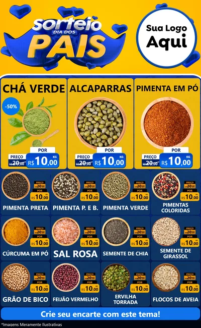 Modelo de Encarte para Encarte Grande com o tema Sorteio Dia dos Pais para Produtos Naturais