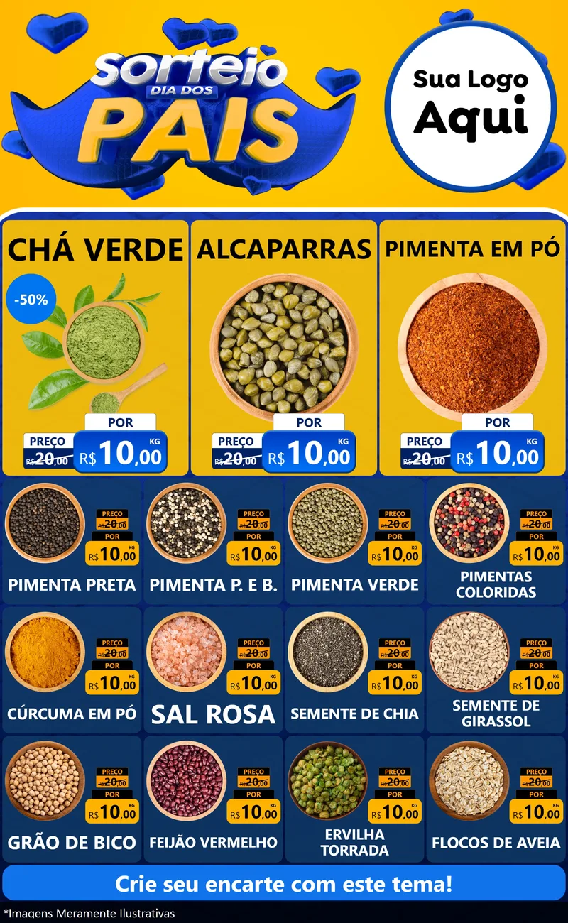 Modelo de Encarte para Encarte Grande com o tema Sorteio Dia dos Pais para Produtos Naturais