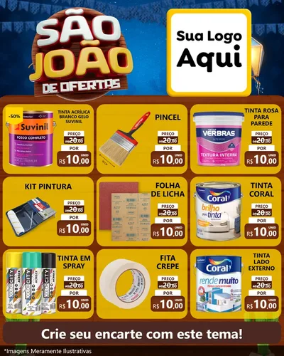 Modelo de Rede Social para Feed Instagram com o tema São João Ofertas Imbatíveis! - Junina para Tintas e Ferramentas