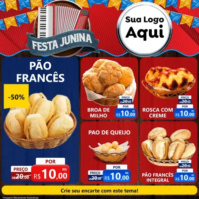 Modelo de Rede Social para Feed Facebook com o tema Festa Junina para Padaria