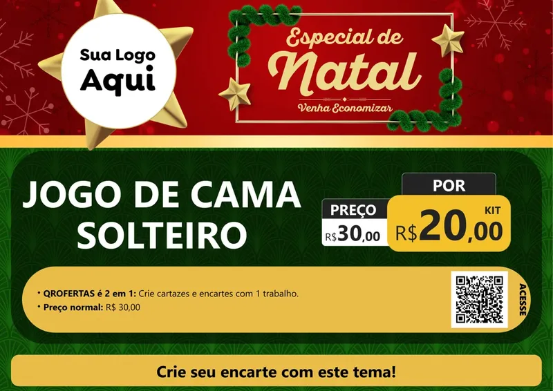 Modelo de Cartaz para Cartaz A4 Horizontal com o tema Especial de Natal para Cama, Mesa e Banho