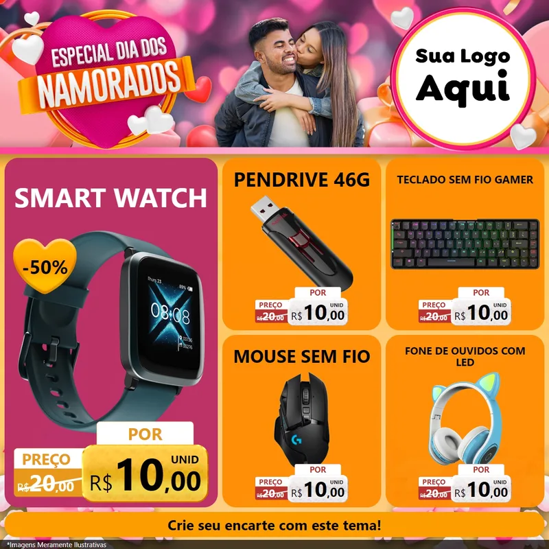 Modelo de Rede Social para Feed Facebook com o tema Especial Dia dos Namorados para Informática