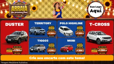 Modelo de TV para TV Horizontal com o tema Arraiá de Promoções para Concessionaria de Carros