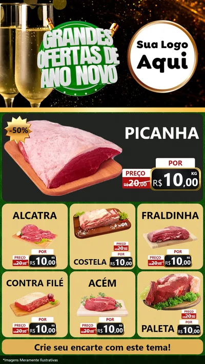 Modelo de Rede Social para Stories com o tema Grandes Ofertas de Ano Novo para Açougue