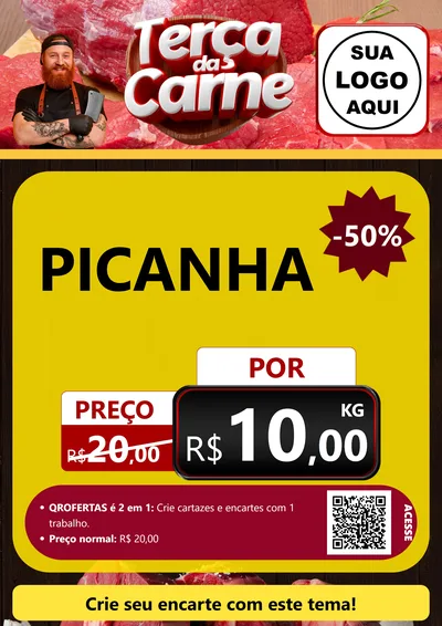Modelo de Cartaz para Cartaz A4 Vertical com o tema Terça das Carnes para Açougue