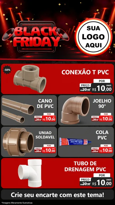 Modelo de TV para TV Vertical com o tema Black Friday para Tubos e conexões