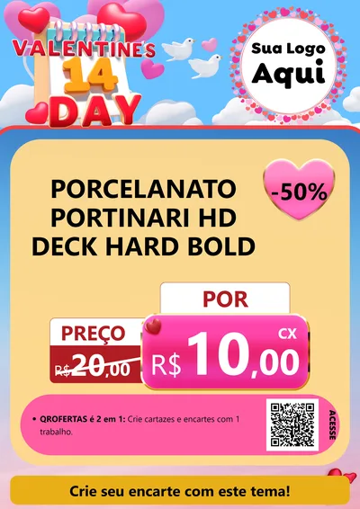 Modelo de Cartaz para Cartaz A4 Vertical com o tema Valentine's Day para Pisos e revestimentos