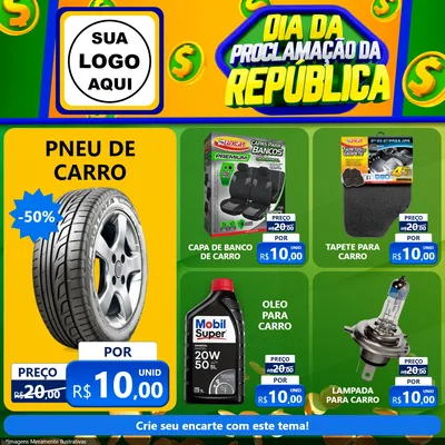 Modelo de Rede Social para Feed Facebook com o tema Dia Da Proclamação da República para Auto peças
